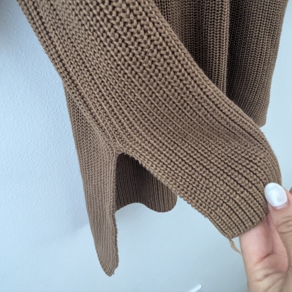 ❤️ MOTE women's brown-mustard tunic sweater large knit - Picture 3 of 4